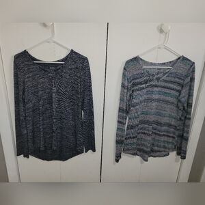 Set Of 2 Sonoma Striped Long Sleeve Top - Blue Gray